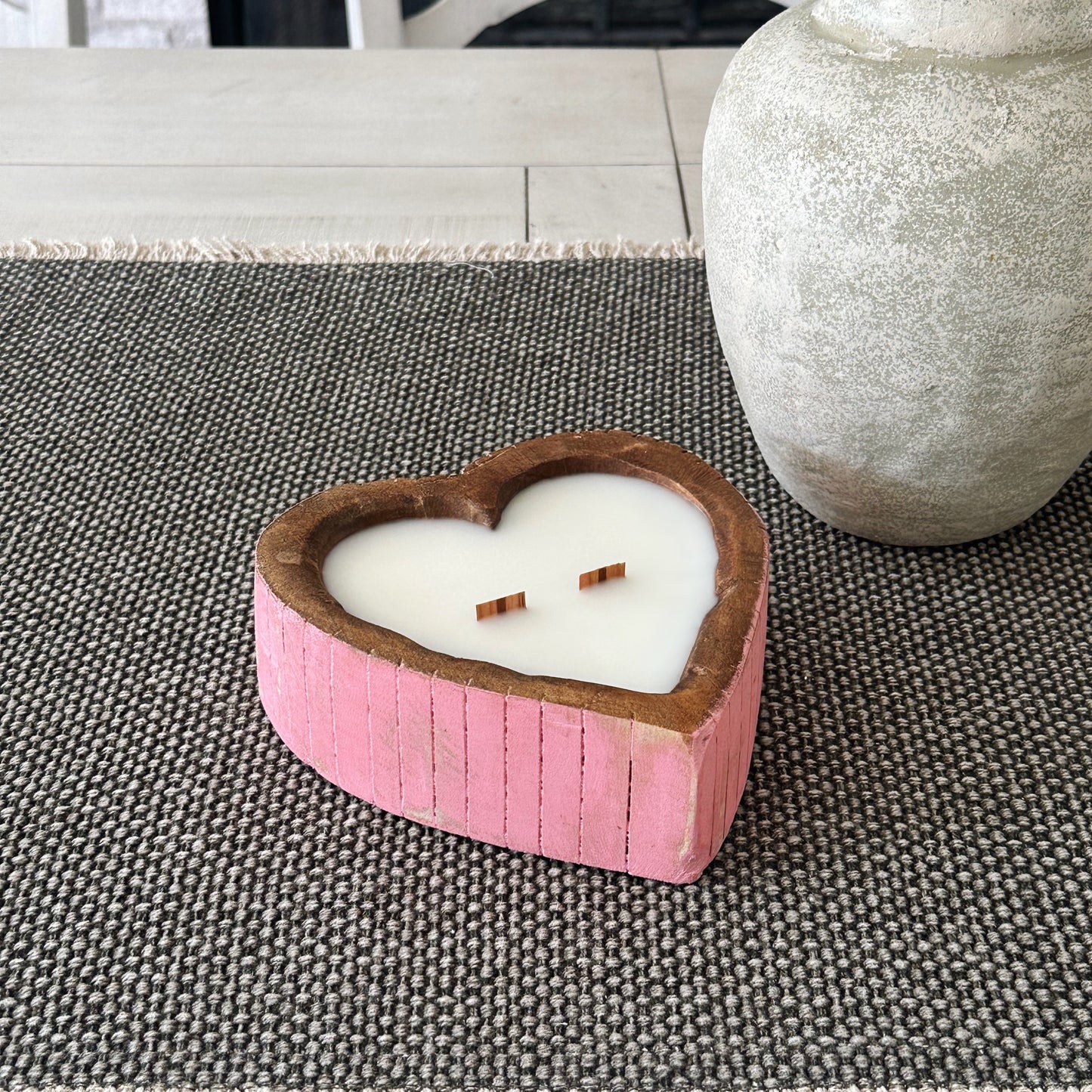 Burnin’ Love Wooden Heart Candle